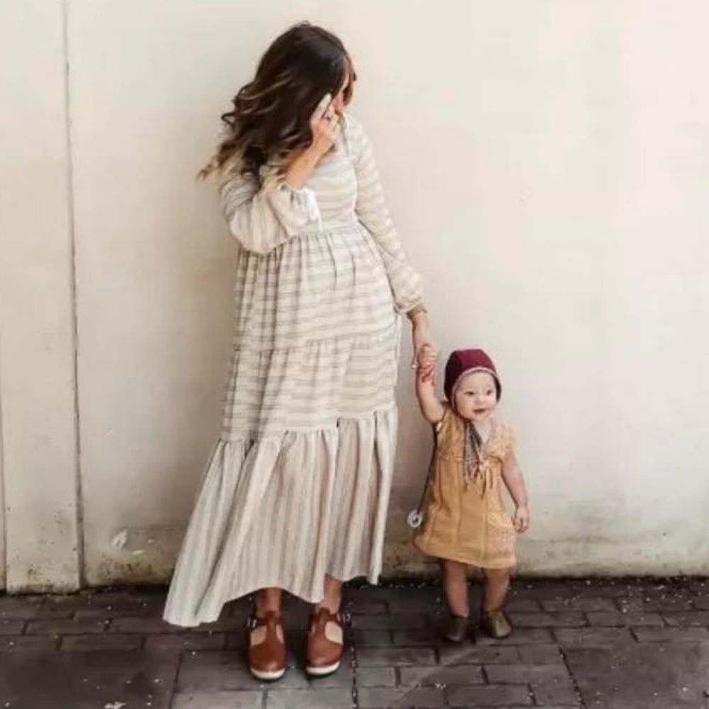 New MADEWELL x Christy Dawn Striped Tallulah Tie-Back Midi Dress in Pink Stripe